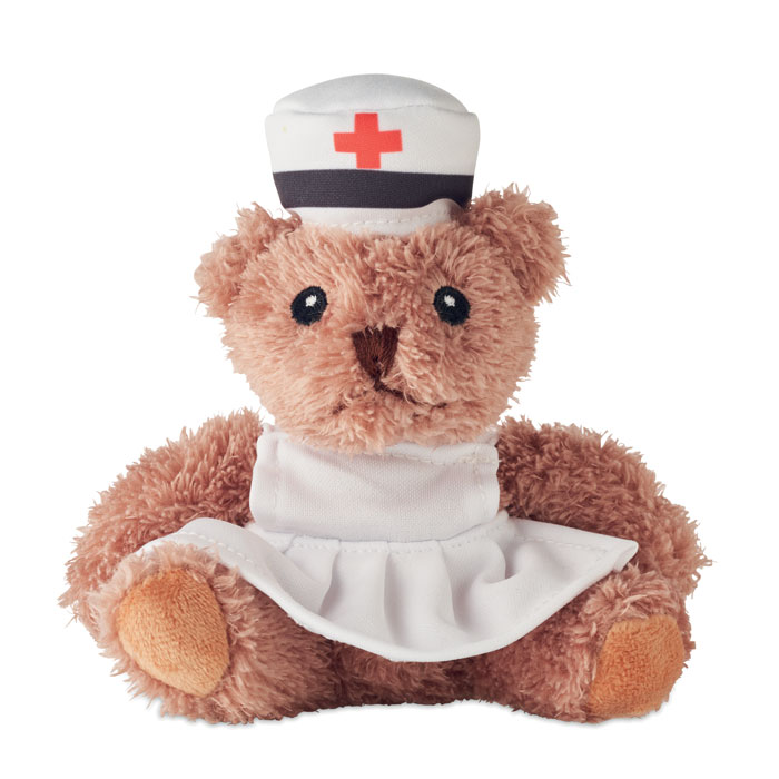 Orsetto infermiere di peluche — gadget promozionale personalizzabile con il tuo logo