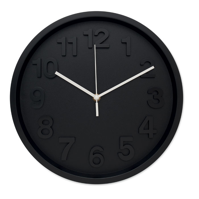 Orologio da parete in PP con lancette in alluminio e movimento silenzioso — gadget promozionale personalizzabile con il tuo logo