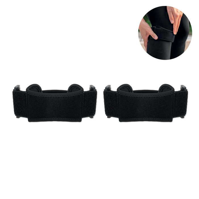Set di 2 ginocchiere sportive in tessuto laminato con gomma cloroprene e supporto in spugna — gadget promozionale personalizzabile con il tuo logo