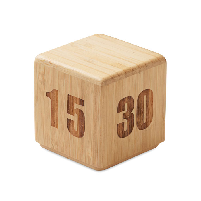 Timer in bambù — gadget promozionale personalizzabile con il tuo logo
