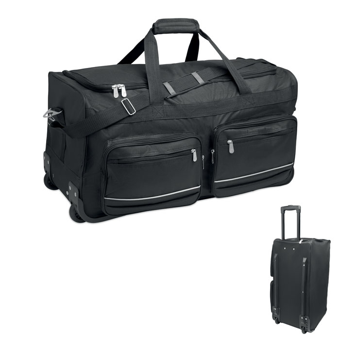 Borsone trolley 600D RPET — gadget promozionale personalizzabile con il tuo logo