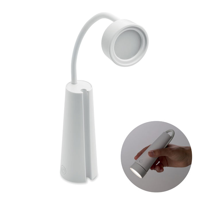 Lampada da tavolo e torcia 2 in 1 in ABS — gadget promozionale personalizzabile con il tuo logo