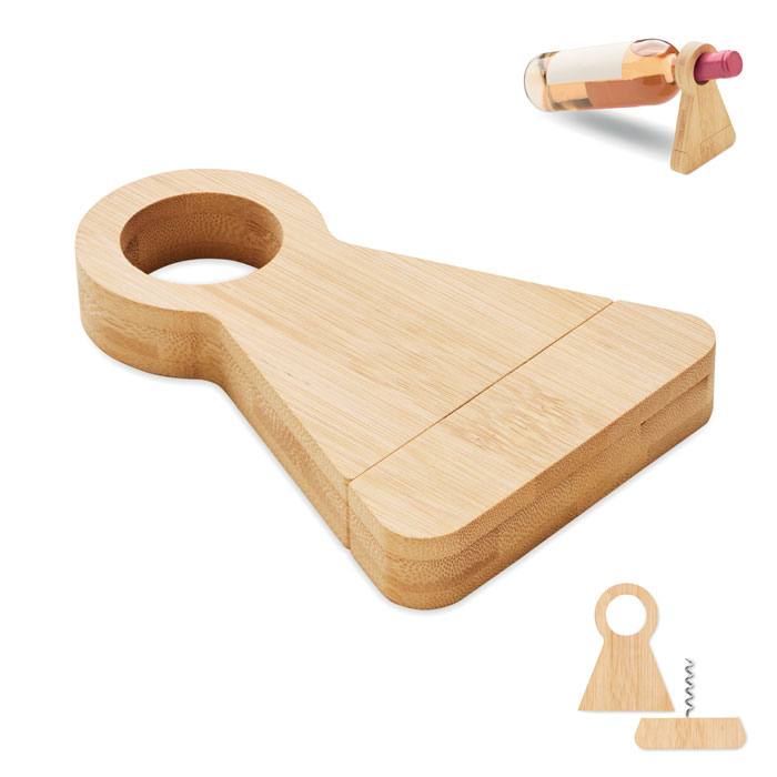 Portabottiglie in bamboo — gadget promozionale personalizzabile con il tuo logo