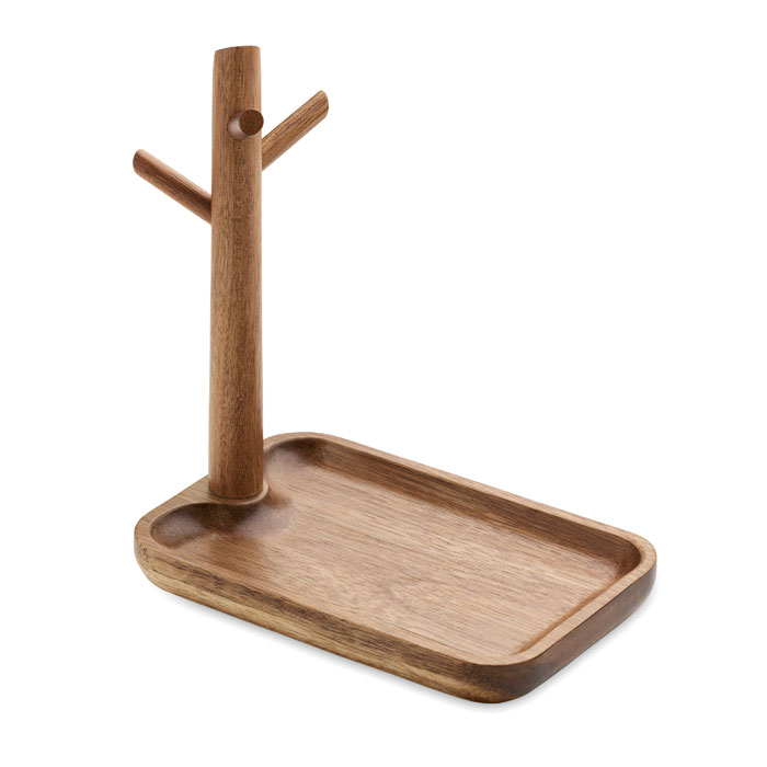 Portachiavi in legno d'acacia — gadget promozionale personalizzabile con il tuo logo