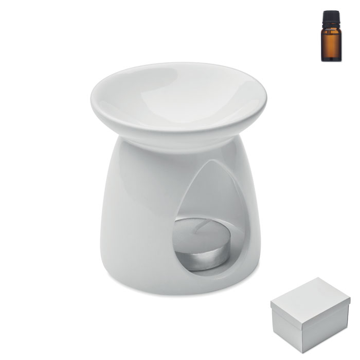 Set bruciaessenza, vaniglia — gadget promozionale personalizzabile con il tuo logo