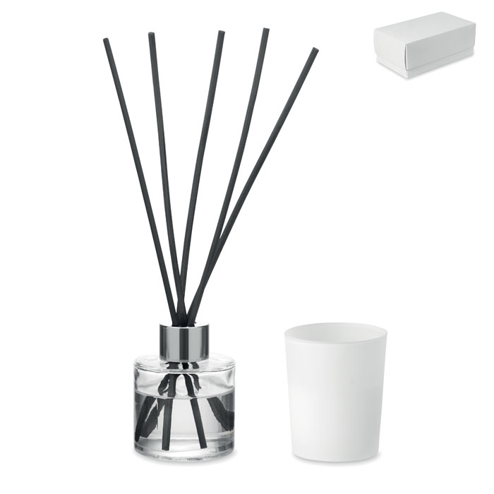 Set di diffusore e candela — gadget promozionale personalizzabile con il tuo logo