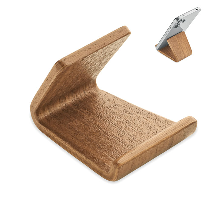 Supporto telefono in legno — gadget promozionale personalizzabile con il tuo logo