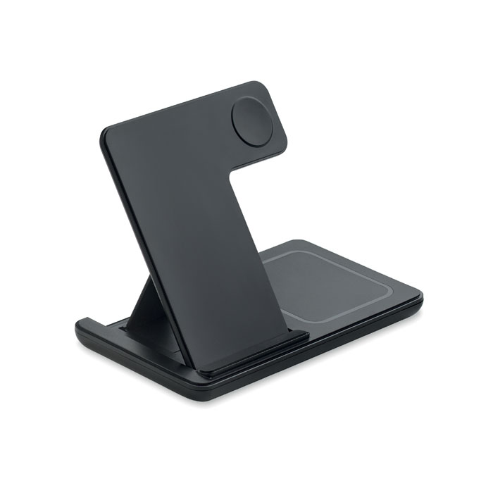 Caricabatterie pieghevole 3 in 1 d — gadget promozionale personalizzabile con il tuo logo