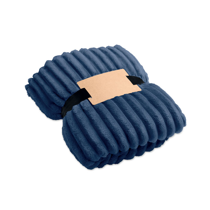 Coperta a righe in pile RPET — gadget promozionale personalizzabile con il tuo logo