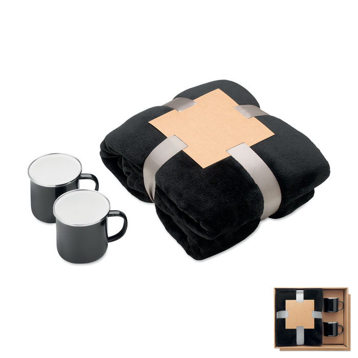 Coperta in pile e set 2 tazze — Salute e benessere personalizzabile con il tuo logo