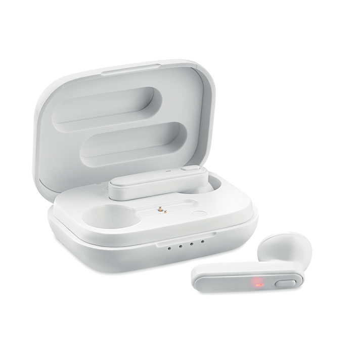 Auricolari TWS con ricarica — gadget promozionale personalizzabile con il tuo logo
