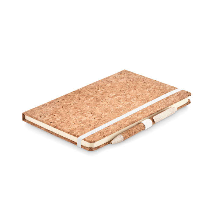 Set blocco e penna in sughero — gadget promozionale personalizzabile con il tuo logo