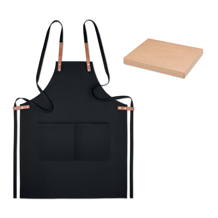Grembiule in cotone organico 340gr con 2 tasche frontali — gadget promozionale personalizzabile con il tuo logo