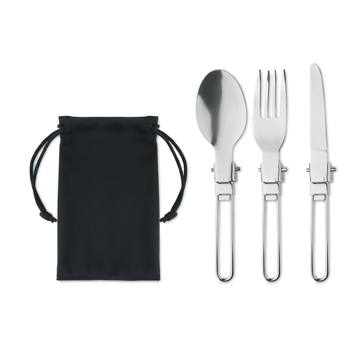 Set 3 pz posate da campeggio — gadget promozionale personalizzabile con il tuo logo