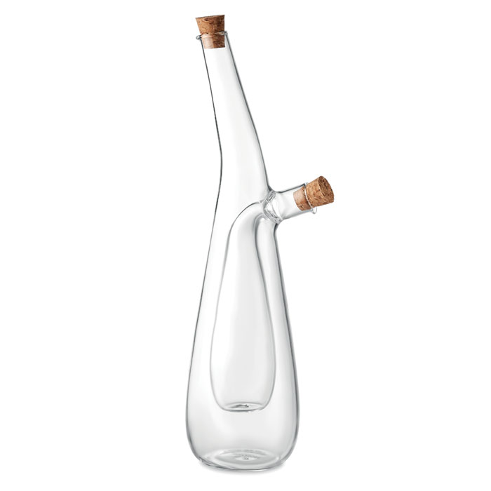 Bottiglia olio e aceto in vetro borosilicato con tappi di sughero — Casa e cucina personalizzabile con il tuo logo