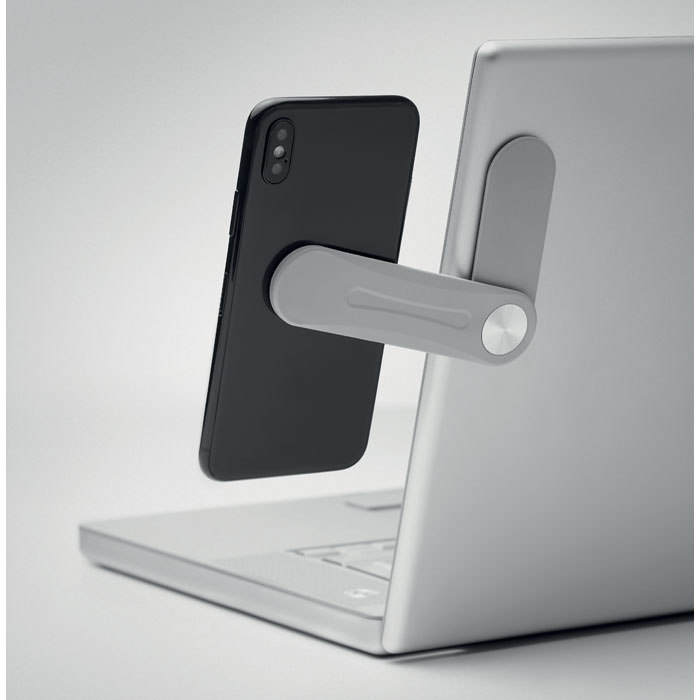Porta telefono magnetico in ABS con anello metallico (adesivo 3M sul retro) — gadget promozionale personalizzabile con il tuo logo