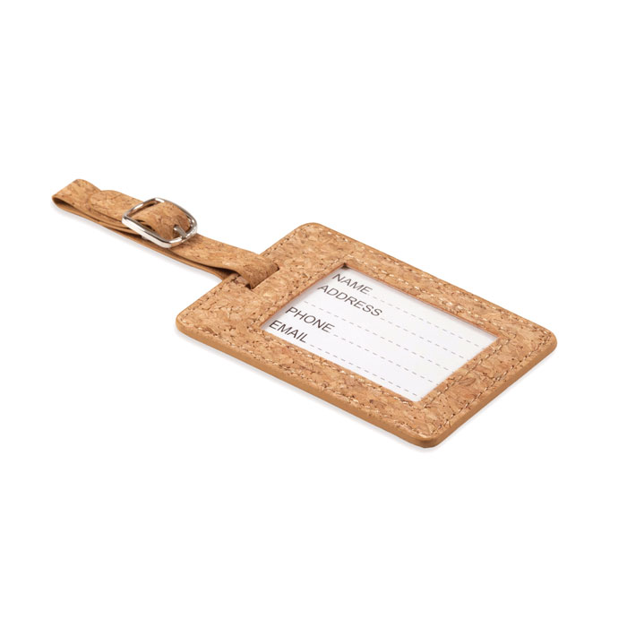 Etichetta bagagli in sughero — gadget promozionale personalizzabile con il tuo logo