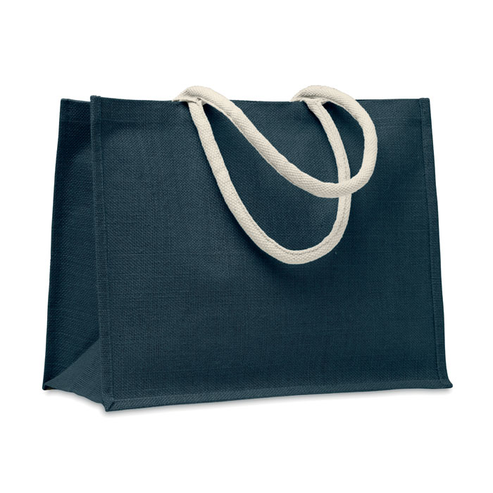 Shopper o borsa da spiaggia in iuta laminata con manico in cotone — Borse e viaggio personalizzabile con il tuo logo