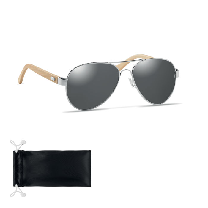 Occhiali da sole in bamboo — gadget promozionale personalizzabile con il tuo logo