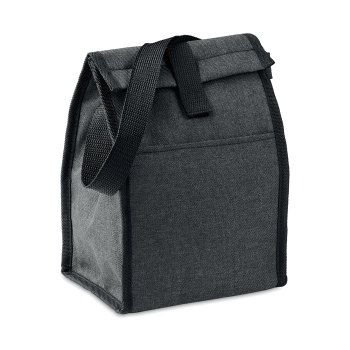 Borsa da pranzo isolata in RPET 600D con tasca frontale — gadget promozionale personalizzabile con il tuo logo