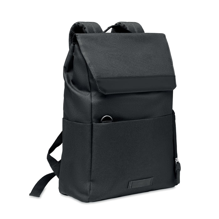 Zaino per laptop 600D RPET — gadget promozionale personalizzabile con il tuo logo