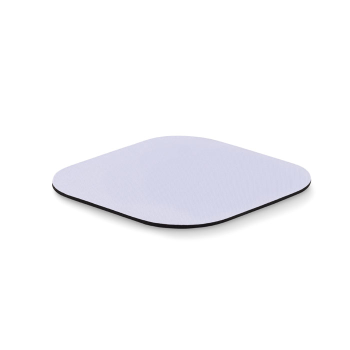 Sottobicchiere per sublimazione in poliestere con base in gomma nera — gadget promozionale personalizzabile con il tuo logo