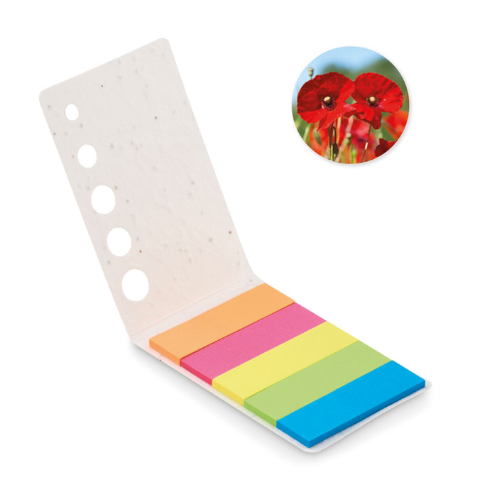 Segnapagina in carta con semi, 5 colori — gadget promozionale personalizzabile con il tuo logo