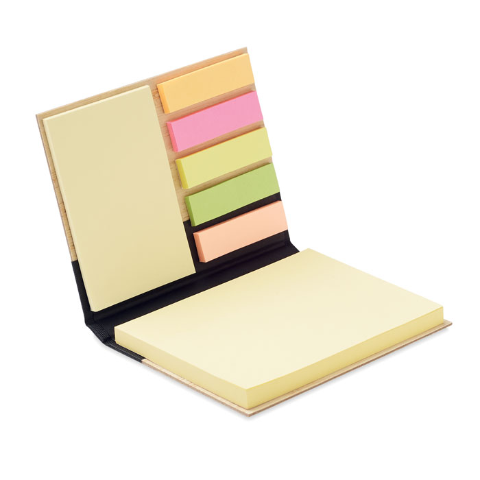 Set stick memo in bamboo — gadget promozionale personalizzabile con il tuo logo