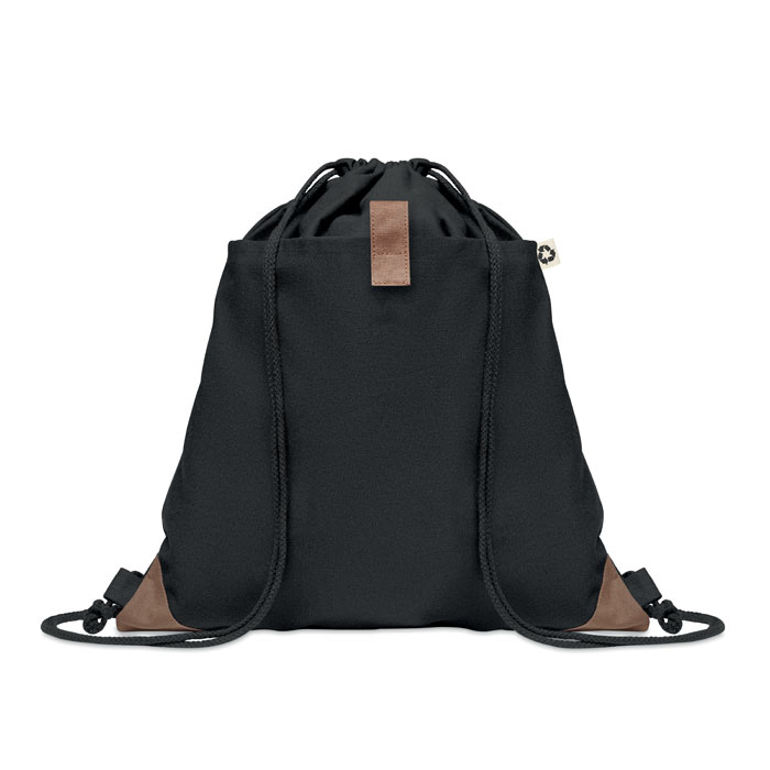 Sacca in cotone riciclato con cordini naturali — gadget promozionale personalizzabile con il tuo logo