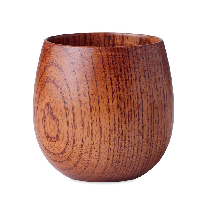 Tazza in legno di quercia massicia — gadget promozionale personalizzabile con il tuo logo