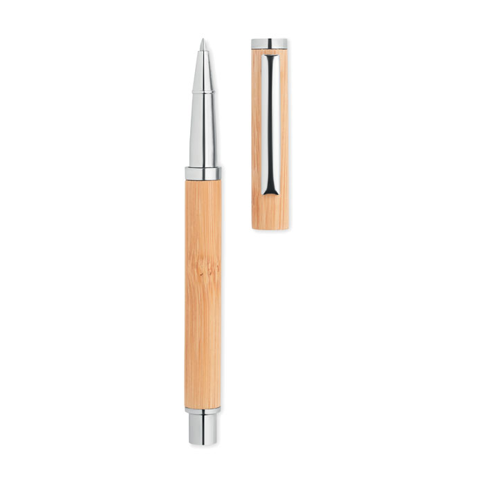 Penna gel di bamboo — gadget promozionale personalizzabile con il tuo logo