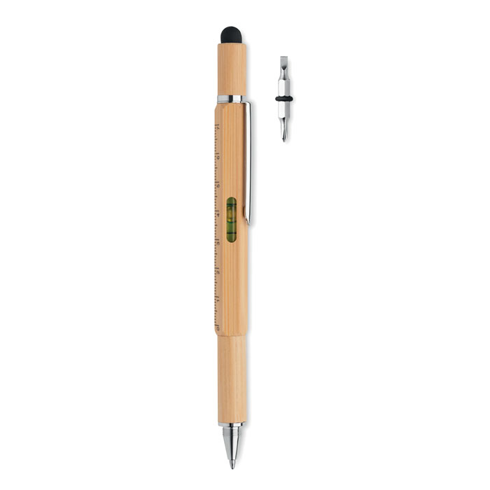 Penna livella in bamboo — gadget promozionale personalizzabile con il tuo logo
