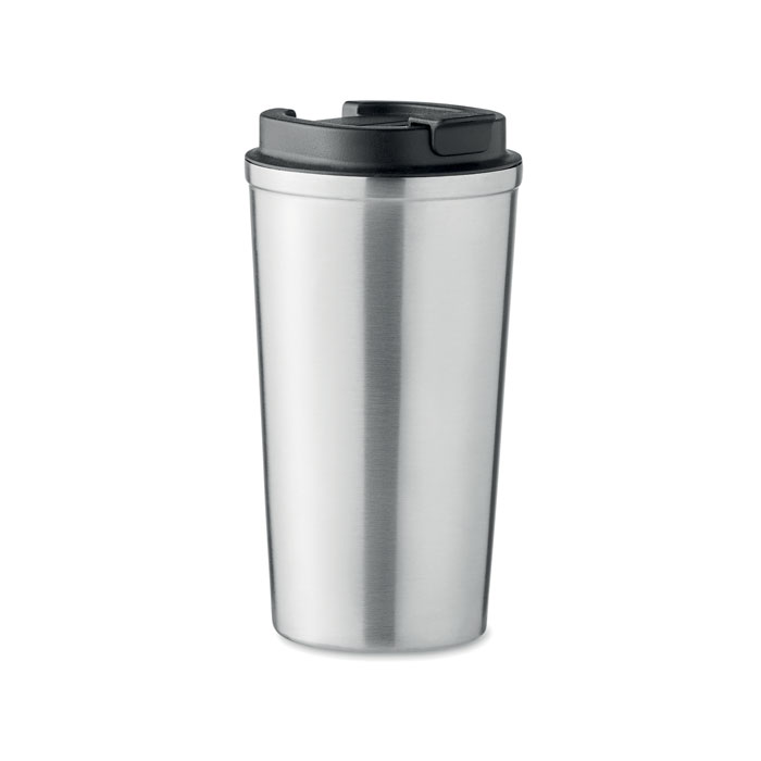 Bicchiere a doppio strato in acciaio inox riciclato (90% acciaio inox riciclato e 10% acciaio inox) con coperchio in PP — gadget promozionale personalizzabile con il tuo logo
