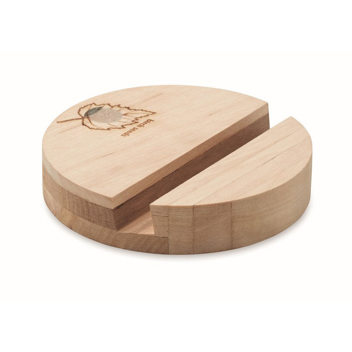 Porta telefono in legno di betulla — gadget promozionale personalizzabile con il tuo logo