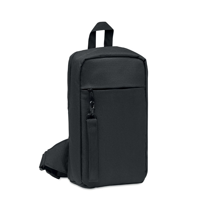 Borsa a tracolla in 600D Rpet — gadget promozionale personalizzabile con il tuo logo