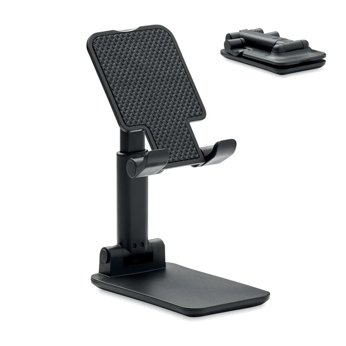 Supporto per telefono da tavolo pieghevole ed estensibile in ABS — gadget promozionale personalizzabile con il tuo logo