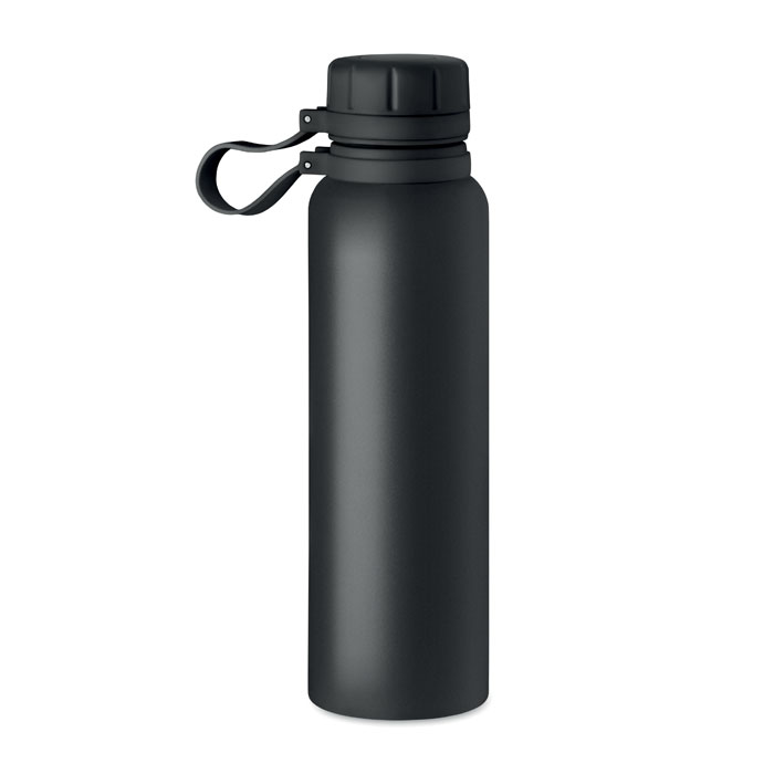 Bottiglia isolata sottovuoto in acciaio inox a doppia parete con coperchio a rotazione e impugnatura in silicone — gadget promozionale personalizzabile con il tuo logo