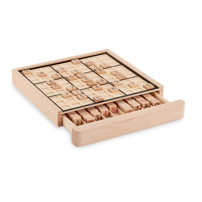 Sudoku da tavolo in legno — gadget promozionale personalizzabile con il tuo logo