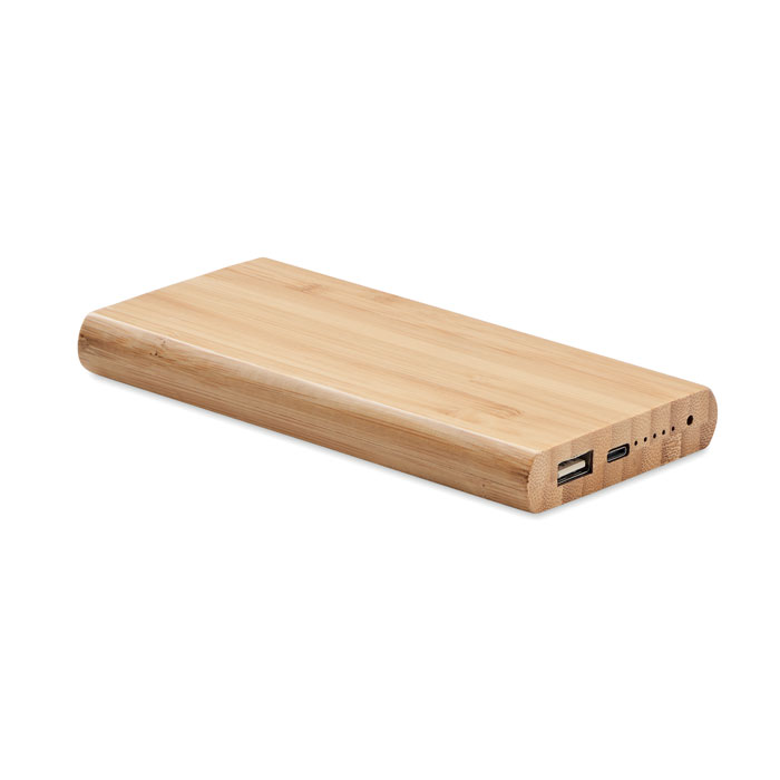 Power Bank da 6000 mAh in bamboo — Tecnologia personalizzabile con il tuo logo