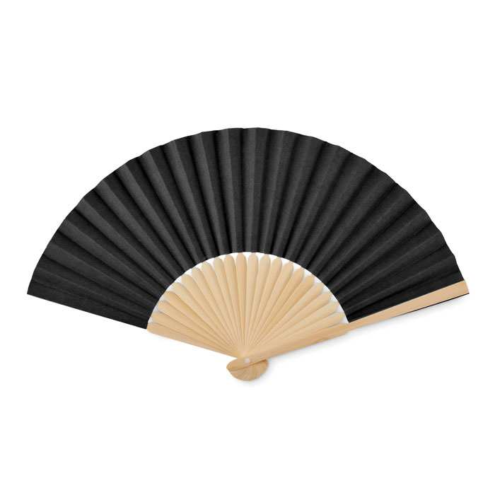 Ventaglio in bamboo con tessuto di carta — gadget promozionale personalizzabile con il tuo logo