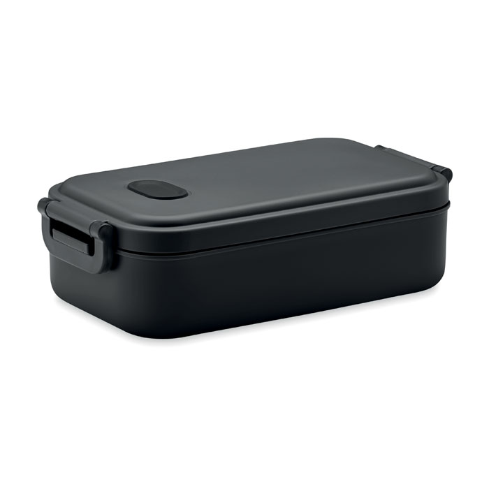Porta pranzo in PP con coperchio ermetico, valvola in silicone e due fibbie laterali — gadget promozionale personalizzabile con il tuo logo