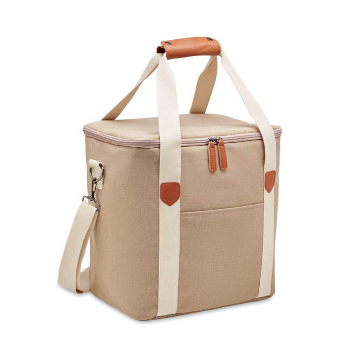Borsa frigo grande in tela lavata con tracolla in cotone — gadget promozionale personalizzabile con il tuo logo
