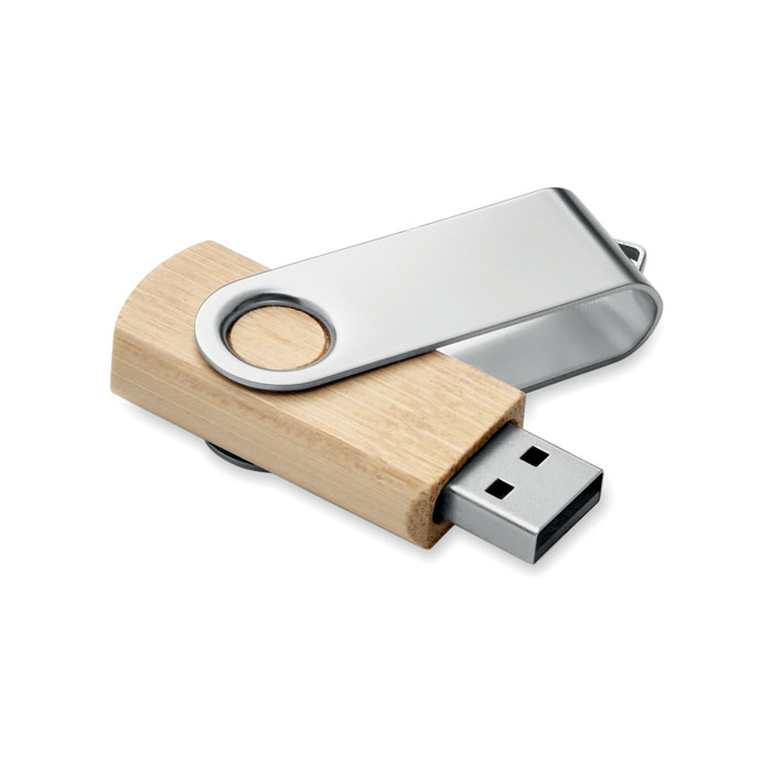 USB 16GB in bamboo — gadget promozionale personalizzabile con il tuo logo