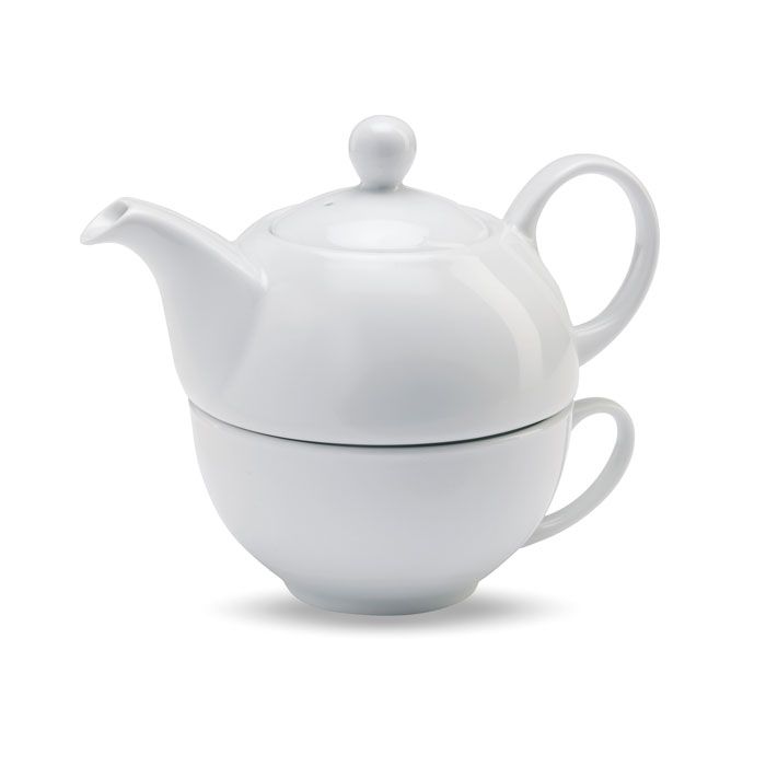 Set tè teiera e tazza — gadget promozionale personalizzabile con il tuo logo
