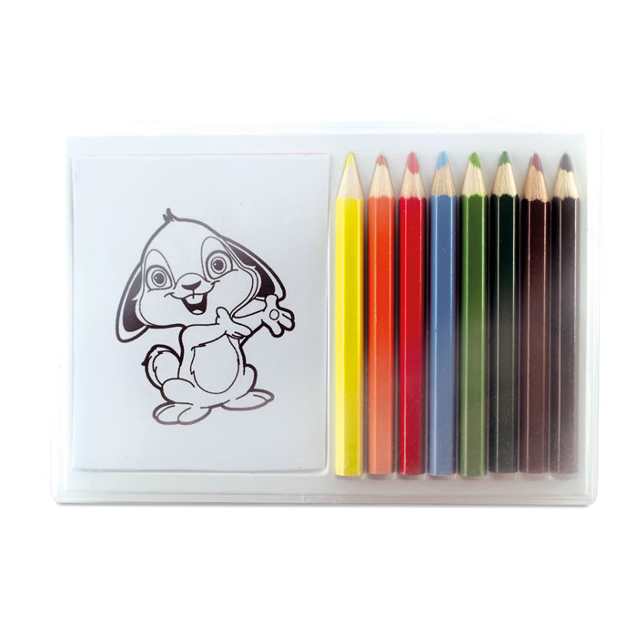Set 8 colori e 20 disegni — gadget promozionale personalizzabile con il tuo logo