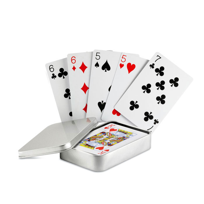 Carte da gioco francesi in confezione di latta — Bambini e giochi personalizzabile con il tuo logo