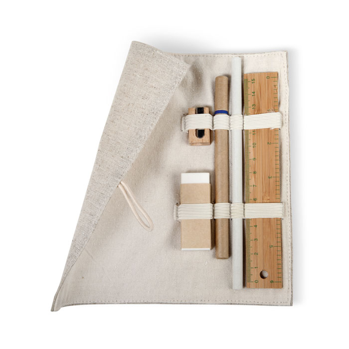 Set in astuccio cotone e juta — gadget promozionale personalizzabile con il tuo logo