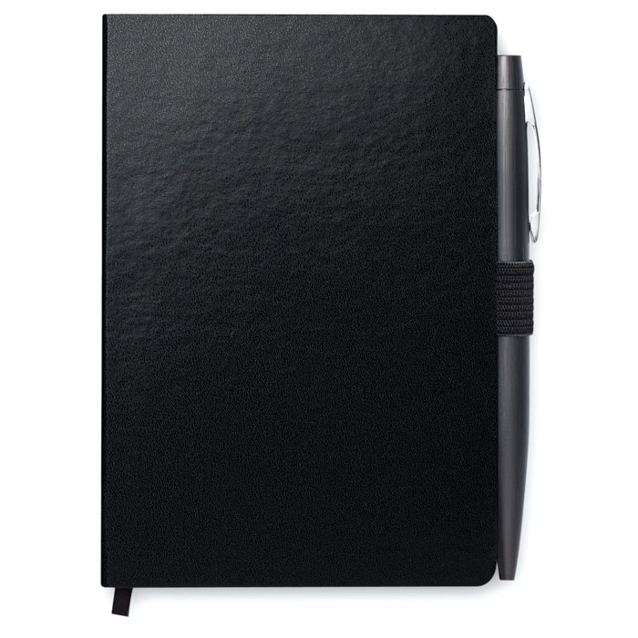 Blocco notes A6 con penna — gadget promozionale personalizzabile con il tuo logo