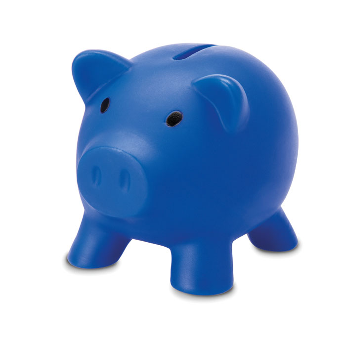 Maialino salvadanaio in PVC con tappo in ABS sul fondo — gadget promozionale personalizzabile con il tuo logo