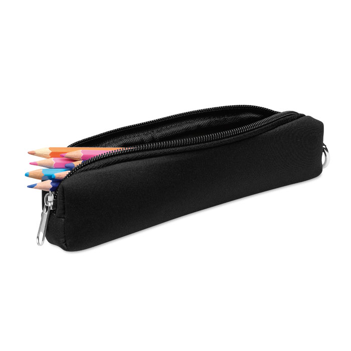 Astuccio portamatite in spugna, con moschettone — gadget promozionale personalizzabile con il tuo logo